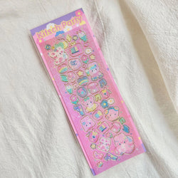 Korean Ins Kawaii Rabbit Bear Laser Sticker DIY Scrapbook Idol Card Album Stationery Happy Plan Decorative Stickers Art Supplies (ONLINE ORDER ONLY)