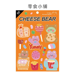 Kawaii Cheese Bear Stickers Scrapbooking Decorative Sticker Korean DIY Diary Album Stick Label School Stationery (Online Order Only)