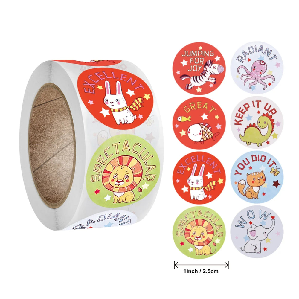 Stickers 500 Pcs/roll Teacher Rewards And Encourages Children Toys Cute Animal Stickers Sealing Stickers (ONLINE ORDER ONLY)