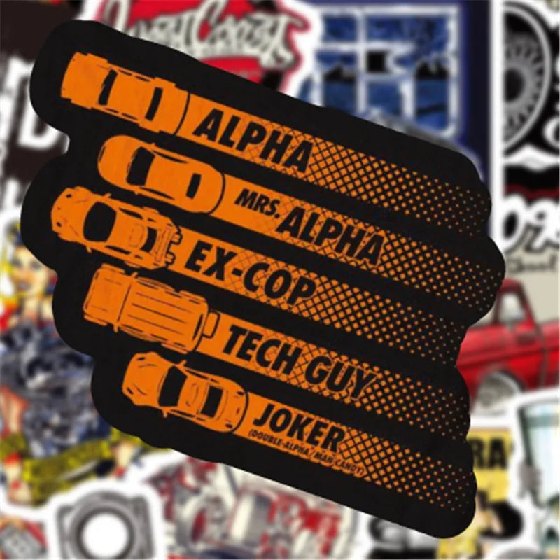 10/50/100PCS Modified Retro Classic Car Stickers Cool Laptop Guitar Luggage Waterproof Graffiti Sticker Decal Kid Classic Toys (ONLINE ORDER ONLY)