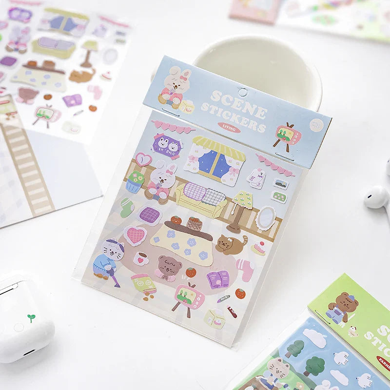 2Pcs Lovely Daily Series Stickers ins Hand Account Decoration Material Stickers Scrapbooking Stick Label Diary Album Stationery (ONLINE ORDER ONLY)