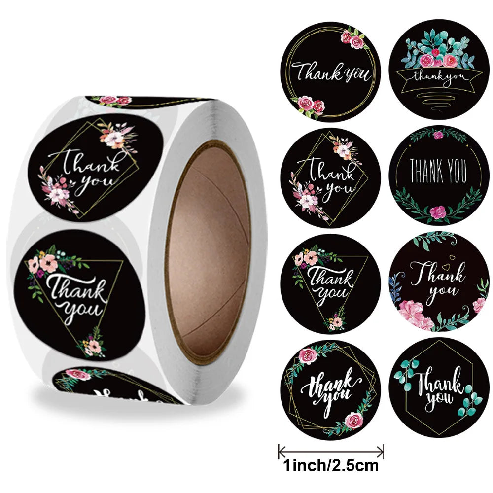 Thank You Stickers Labels Seals Thank You For Supporting My Small Business Stickers Roll Round Kraft Pink Black Labels (ONLINE ORDER ONLY)