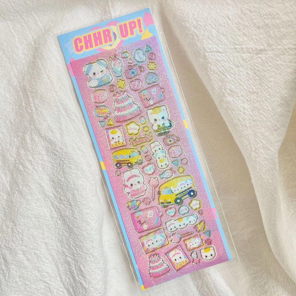 Korean Ins Kawaii Rabbit Bear Laser Sticker DIY Scrapbook Idol Card Album Stationery Happy Plan Decorative Stickers Art Supplies (ONLINE ORDER ONLY)