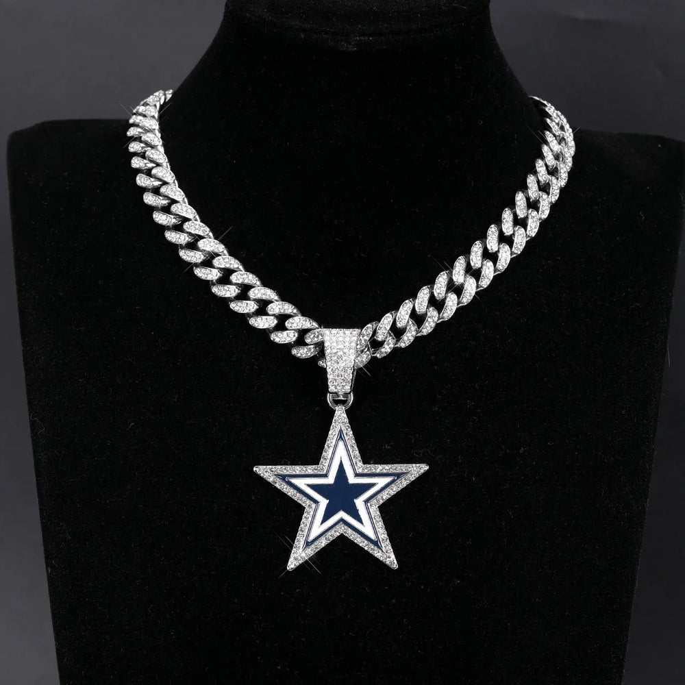 Sports Customized LOGO Pendant Necklace with Iced Out Cuban Chains for Football Fans Birthday Gifts (ONLINE ORDER ONLY)