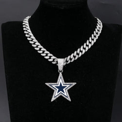 Sports Customized LOGO Pendant Necklace with Iced Out Cuban Chains for Football Fans Birthday Gifts (ONLINE ORDER ONLY)