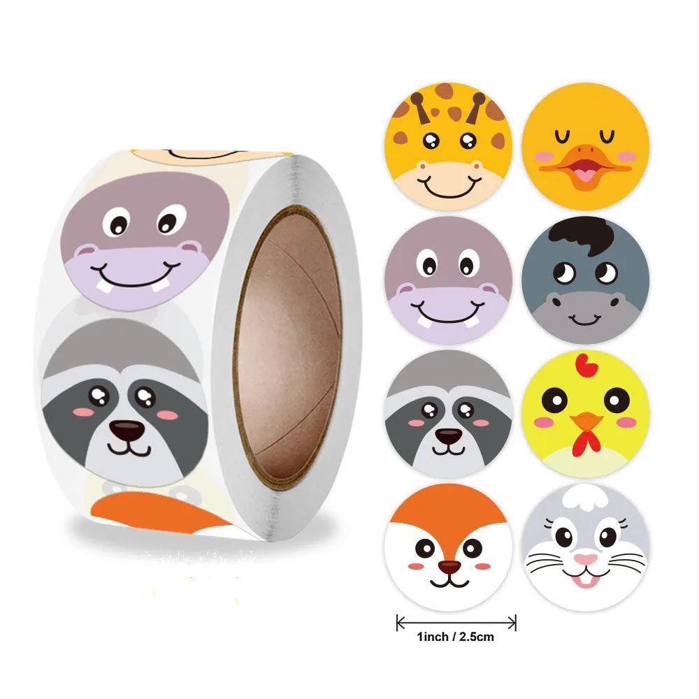 Stickers 500 Pcs/roll Teacher Rewards And Encourages Children Toys Cute Animal Stickers Sealing Stickers (ONLINE ORDER ONLY)
