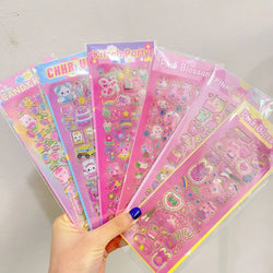 Korean Ins Kawaii Rabbit Bear Laser Sticker DIY Scrapbook Idol Card Album Stationery Happy Plan Decorative Stickers Art Supplies (ONLINE ORDER ONLY)