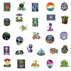 10/30/50pcs Psychedelic Alien Cool Graffiti Stickers Decals Kids Toy Luggage Laptop Phone Guitar Car Wall DIY Waterproof Sticker (Online Order Only)