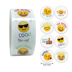 Smile Face Sticker 500 Pcs/roll For Kids Reward Sticker Yellow Dots Labels Happy Smile Face Expression Sticker Kids Toys (ONLINE ORDER ONLY)