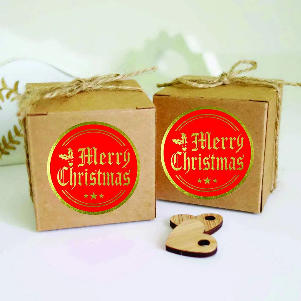 Rose Gold Merry Christmas Stickers Scrapbook 1inch 100-500pcs Sealing Label Stickers For Party DIY Packaging Stationery Stickers (ONLINE ORDER ONLY)