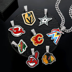 Sports Customized LOGO Pendant Necklace with Iced Out Cuban Chains for Football Fans Birthday Gifts (ONLINE ORDER ONLY)