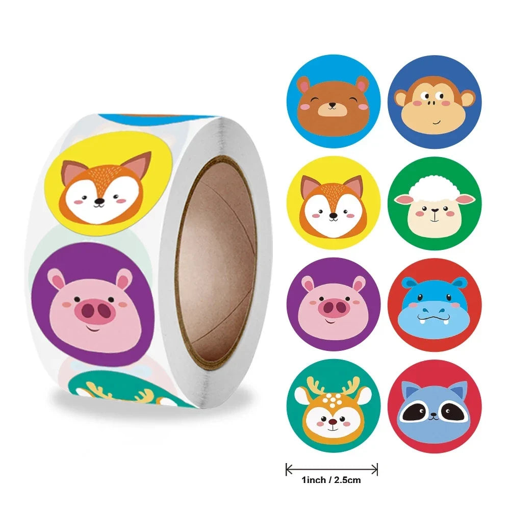 Stickers 500 Pcs/roll Teacher Rewards And Encourages Children Toys Cute Animal Stickers Sealing Stickers (ONLINE ORDER ONLY)