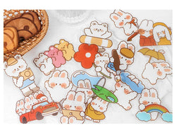 15Pcs/lot Cute Rabbit Bear Stickers PET Scrapbooking Stickers Decorative Ablum Diary For Children Stationery (ONLINE ORDER ONLY)