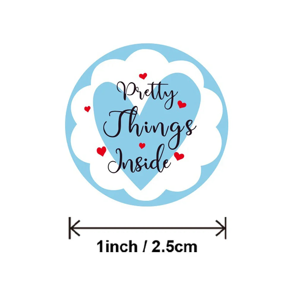 100-500pcs Round Paper Pink Pretty Things Inside Stickers Gold Thank You Stickers For Small Business Packaging Seal Label (ONLINE ORDER ONLY)