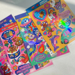 Ins Retro Cartoon Bear Laser Sticker Scrapbooking Decorative Sticker DIY Diary Album Stick Label Korean Kawaii Stationery (ONLINE ORDER ONLY)