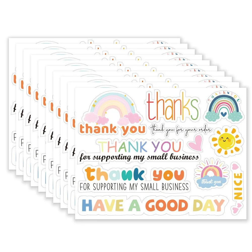 10Sheet Rainbow Thank You Stickers Gift Decor Labels Thank You For Supporting My Small Business Stickers For Stationery Stickers (Online Order Only)