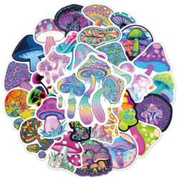 10/30/50pcs  New Personalized Psychedelic Mushroom Graffiti Stickers Luggage Compartment Notebook Gradient  Car Mobile Phone (Online Order Only)