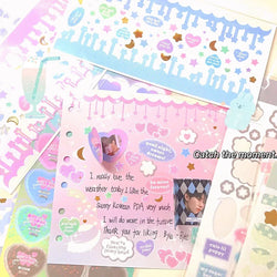 Korean ins Hot Stamping Love Ribbon Stickers Hand Account Decor DIY Collage Material Stationery Sticker Diary Album Decoration (ONLINE ORDER ONLY)
