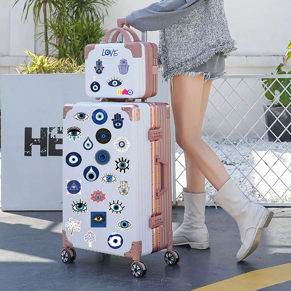 10/30/50pcs Cool Turkish Evil Eye Graffiti Stickers Aesthetic Cartoon Decals Kids Toy DIY Diary Laptop Luggage Phone Car Sticker (ONLINE ORDER ONLY)