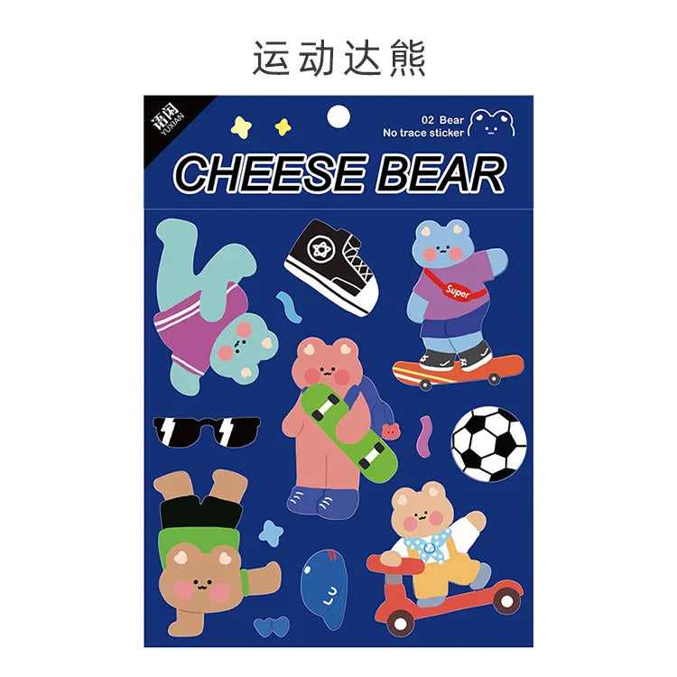 Kawaii Cheese Bear Stickers Scrapbooking Decorative Sticker Korean DIY Diary Album Stick Label School Stationery (Online Order Only)
