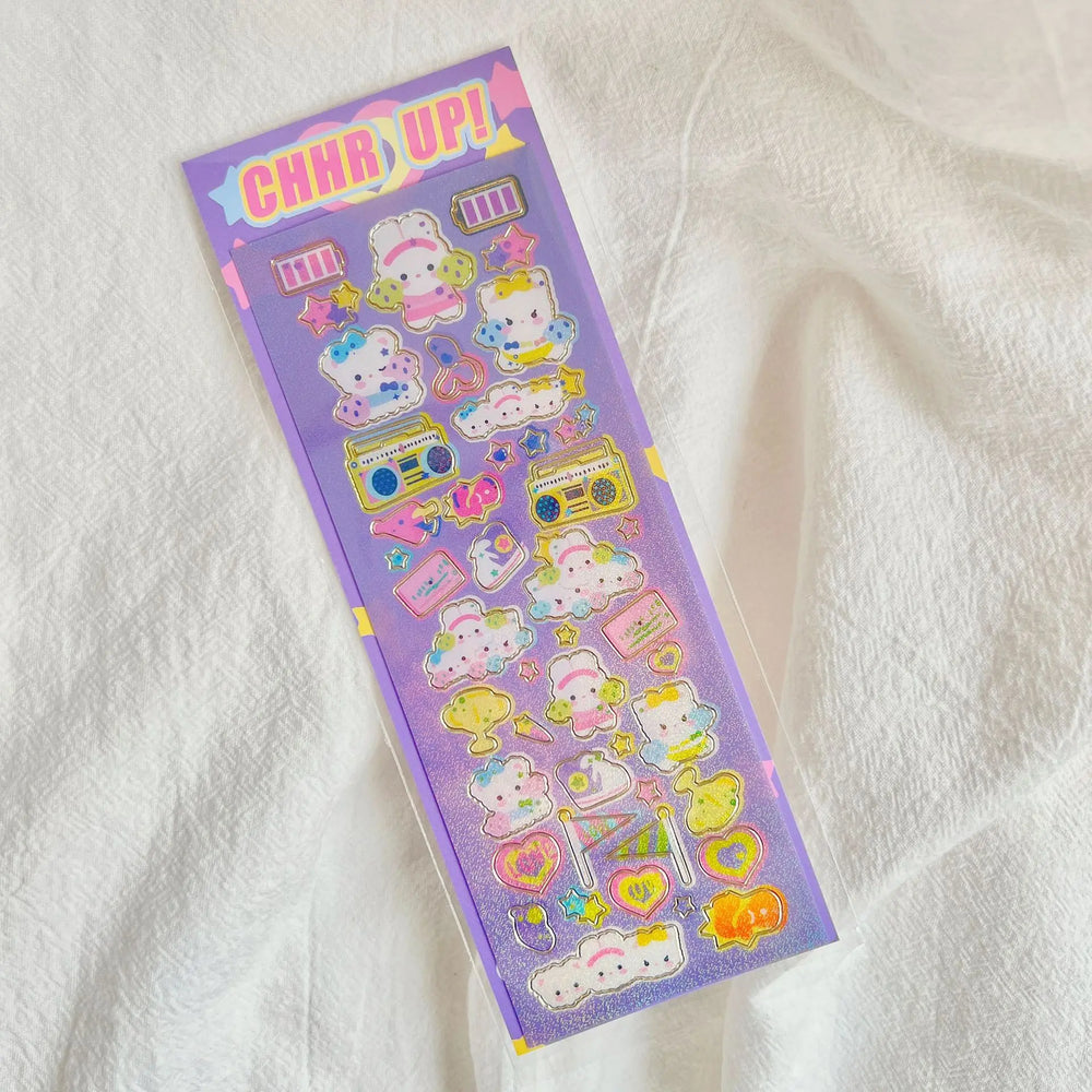 Korean Ins Kawaii Rabbit Bear Laser Sticker DIY Scrapbook Idol Card Album Stationery Happy Plan Decorative Stickers Art Supplies (ONLINE ORDER ONLY)
