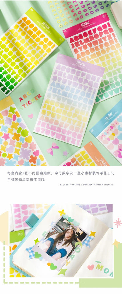 2 sheets Ins Kawaii Alphabet Letter Number Stickers Scrapbooking Decorative Sticker DIY Diary Album Stick Label Stationery (ONLINE ORDER ONLY)