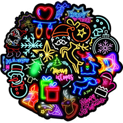 50PCS Cute Anime Animal Neon Stickers for Laptop Phone Guitar Fridge Car (Online Order Only)