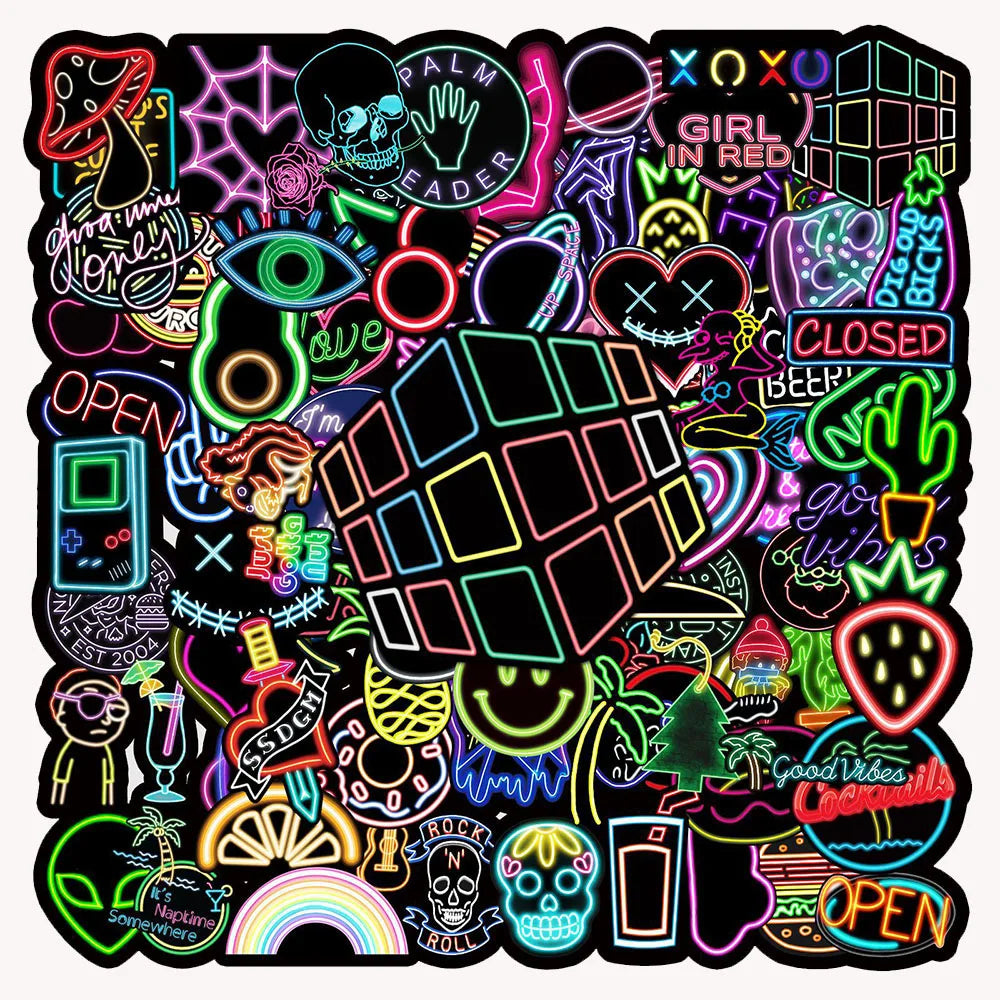 Neon Stickers Decals for Skateboard Guitar Laptop Phone Luggage Car Vinyl Kids Toys (ONLINE ORDER ONLY)