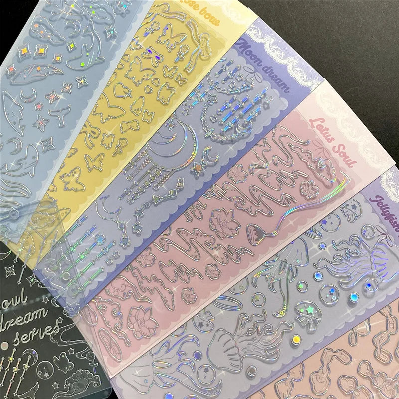 Ins Creative Laser Hot Stamping Sticker Butterfly Whale Stickers Idol Card Hand Account Decoration Stickers Kawaii Stationery (ONLINE ORDER ONLY)