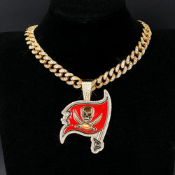 Sports Customized LOGO Pendant Necklace with Iced Out Cuban Chains for Football Fans Birthday Gifts (ONLINE ORDER ONLY)