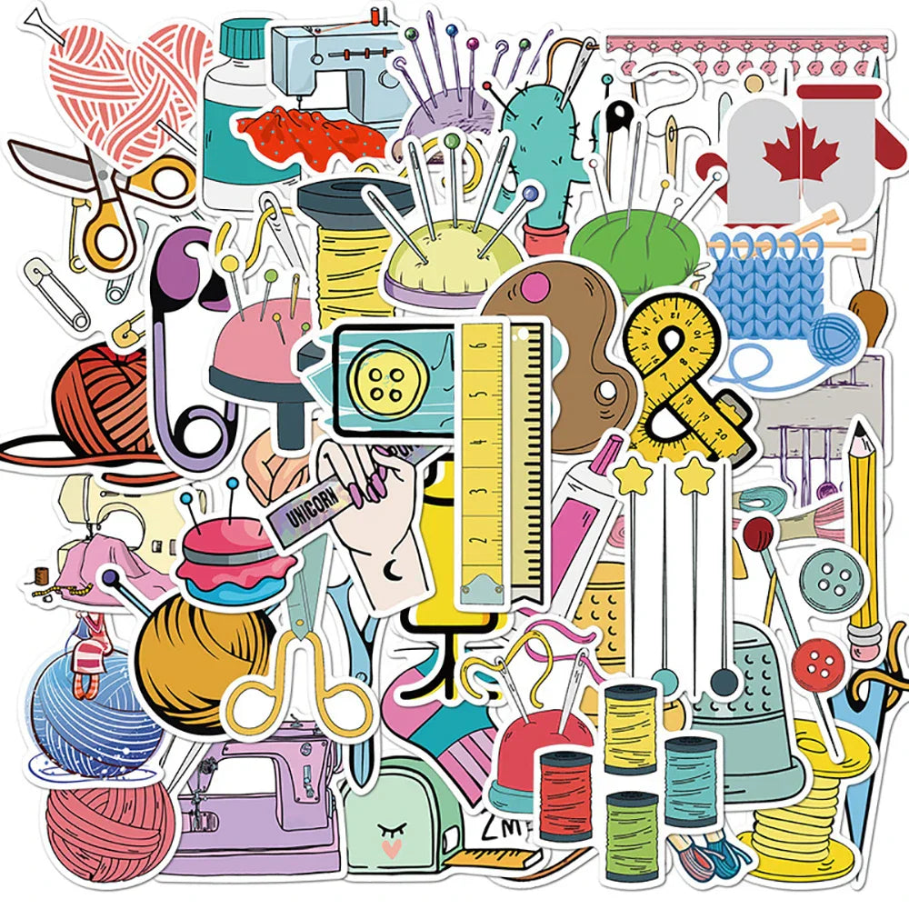 Cartoon Sewing Machine Stickers Waterproof DIY Decals for Kids (Online Order Only)