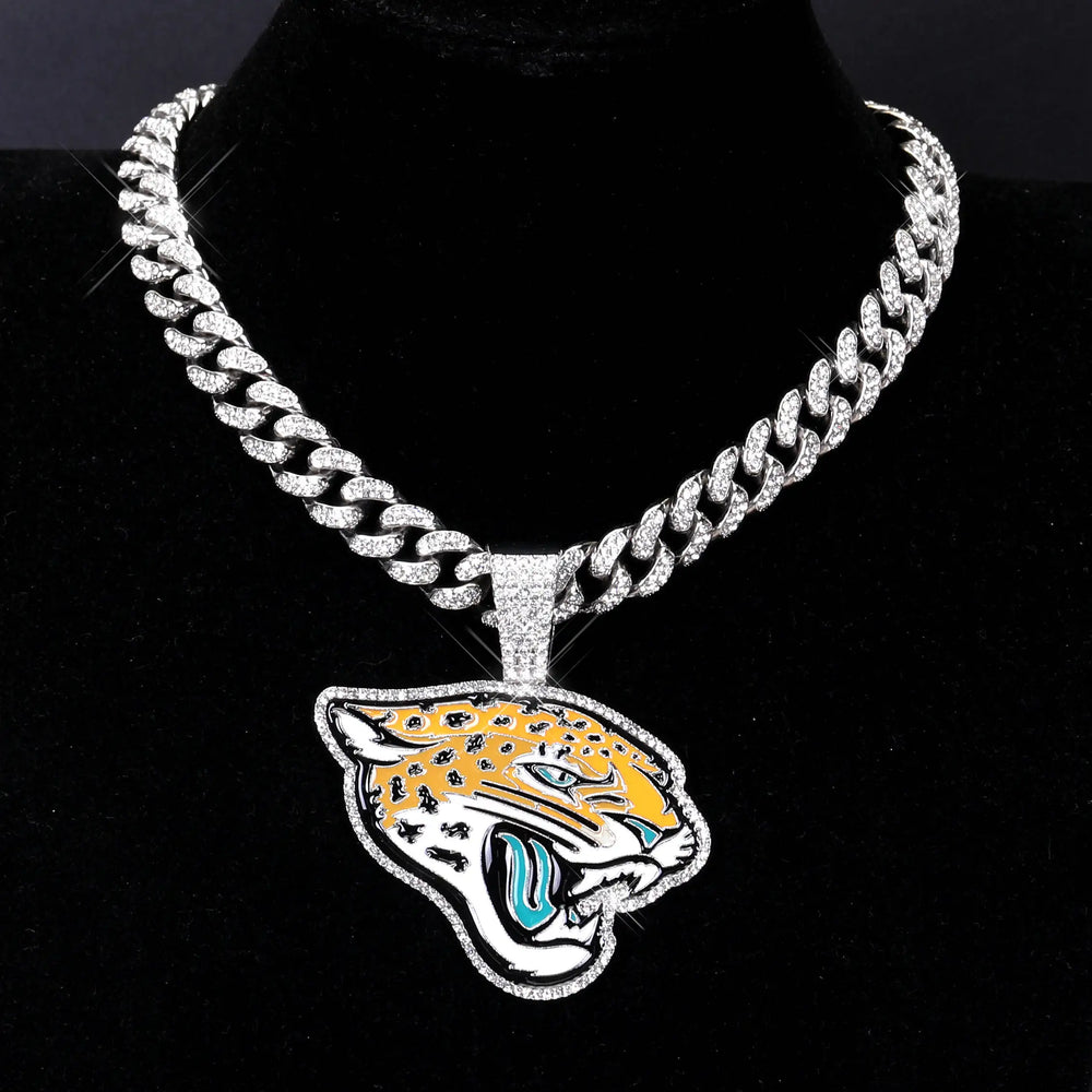 Sports Customized LOGO Pendant Necklace with Iced Out Cuban Chains for Football Fans Birthday Gifts (ONLINE ORDER ONLY)
