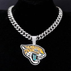 Sports Customized LOGO Pendant Necklace with Iced Out Cuban Chains for Football Fans Birthday Gifts (ONLINE ORDER ONLY)