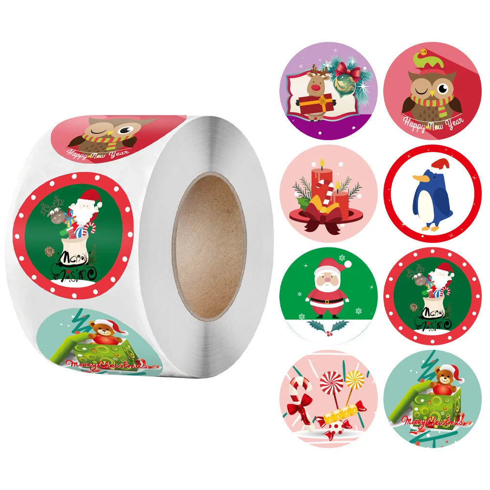 100-500Pcs Merry Christmas Santa Claus Sticker 1inch Decor DIY Wrapping Gift Decoration Xmas Kids Thank You Seal Label (ONLINE ORDER ONLY)