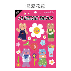 Kawaii Cheese Bear Stickers Scrapbooking Decorative Sticker Korean DIY Diary Album Stick Label School Stationery (Online Order Only)