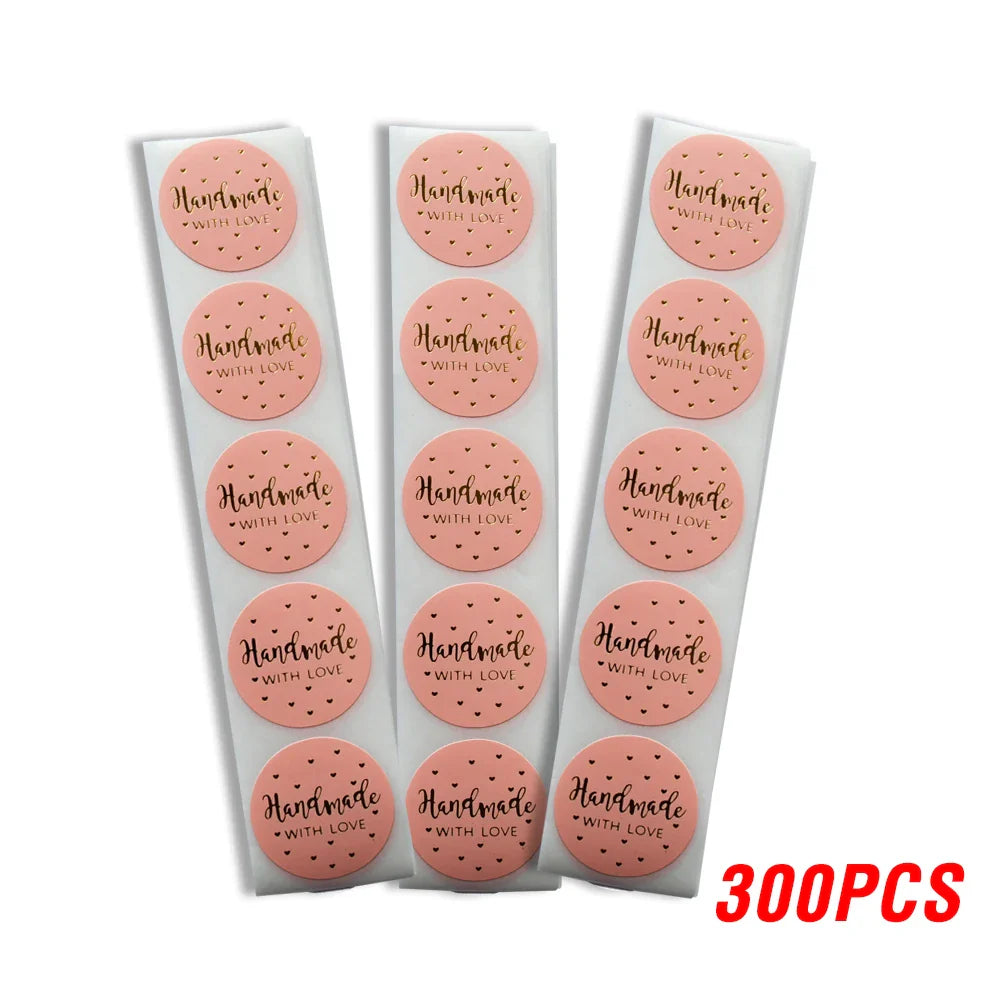 100-500pcs Black Handmade With Love 1 Inch Baking Label Wedding Sticker Party Label Decoration Envelope Seal Stationery Sticker (Online Order Only)