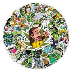 10/30/50/100PCS Funny Leaves Character Smoking Waterproof Stickers Graffiti Decals Motorcycle Laptop Guitar Phone Cool Sticker (ONLINE ORDER ONLY)
