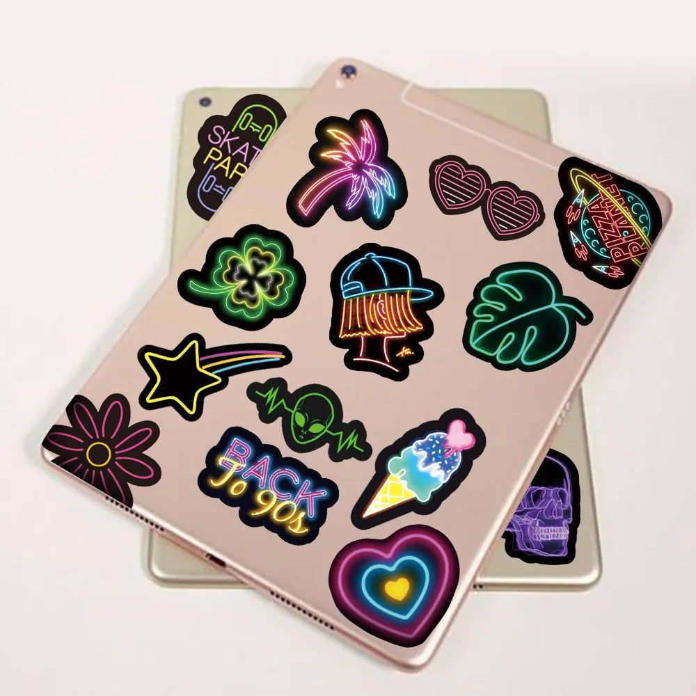 10/30/50/100PCS Cartoon Neon Light Graffiti Sticker Packs (ONLINE ORDER ONLY)