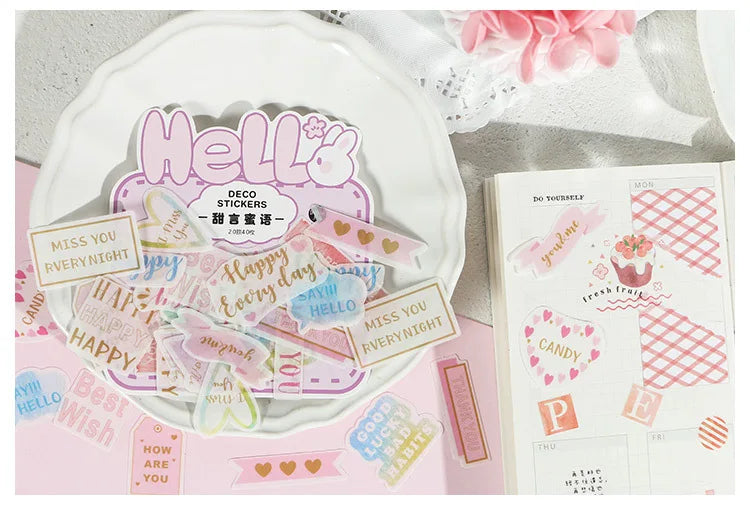 40Pcs/lot Sweet Life Series Stickers Scrapbooking Decorative Sticker DIY Diary Album Stick Label Escolar Cute Stationery Gift (Online Order Only)