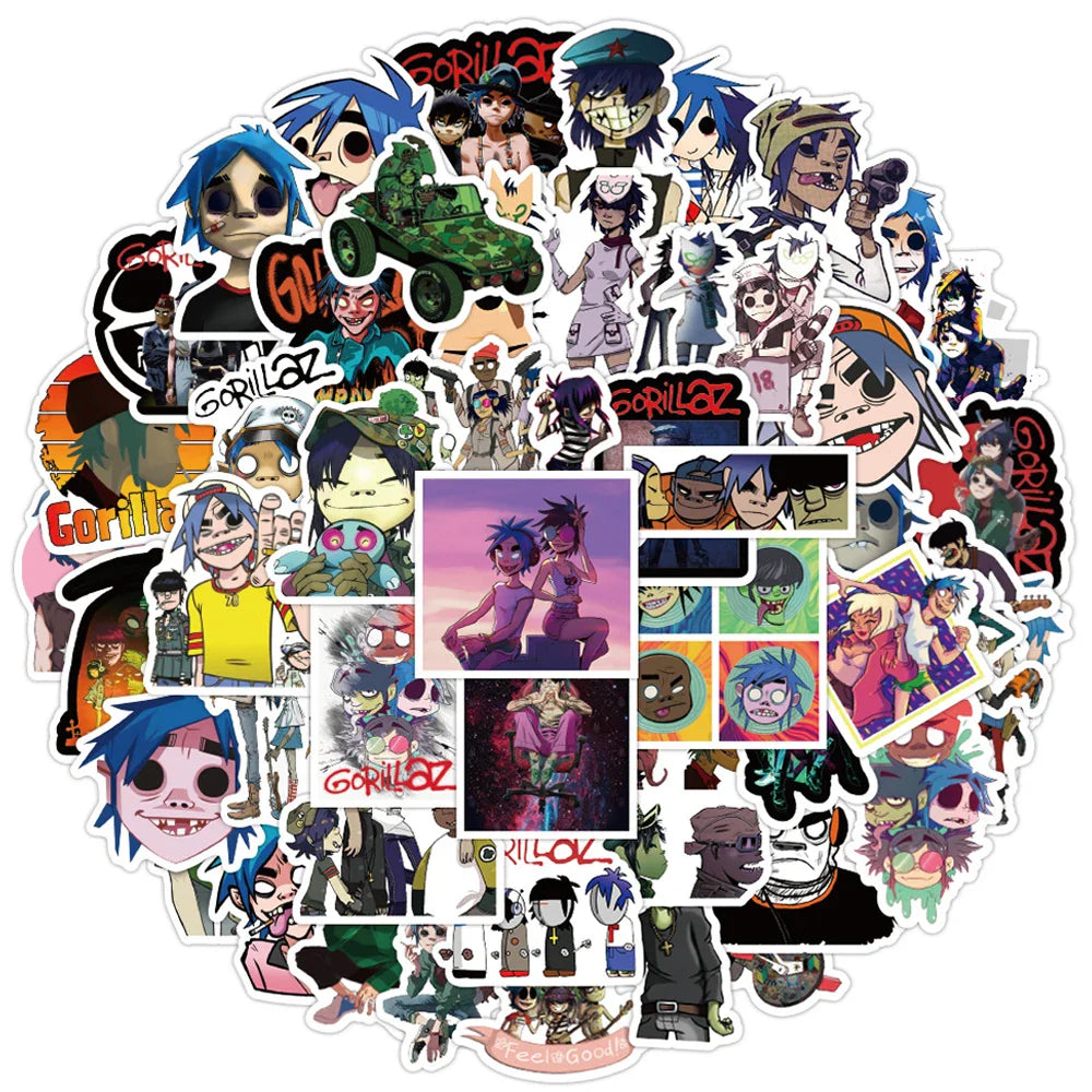 Gorillaz Band Stickers Decals for Bike, Luggage, Guitar, Laptop - 10/30/50PCS (ONLINE ORDER ONLY)