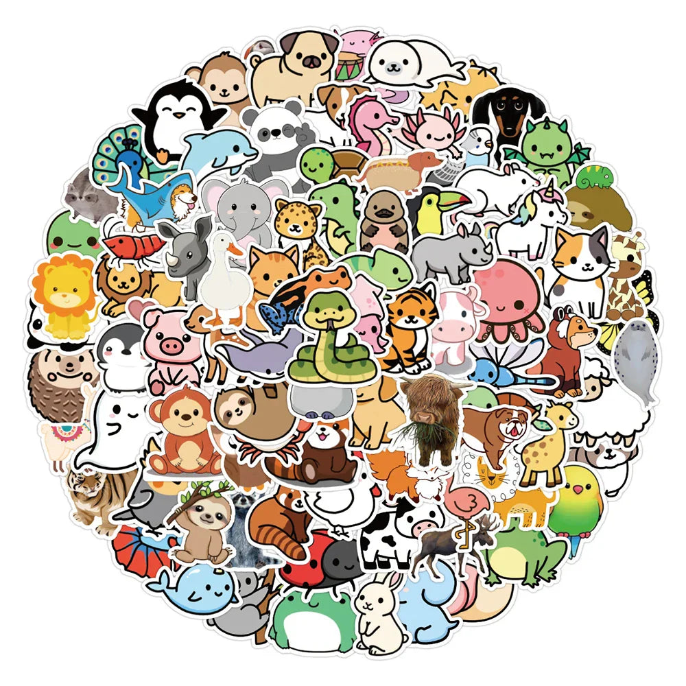 Cute Anime Animal Stickers Pack for Car, Luggage, Phone, Laptop, Guitar, Kid Toys (Online Order Only)