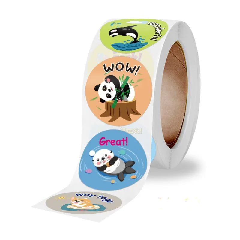 New 500 Pcs Reward Stickers Motivational Stickers Roll For Kids For School Reward Students Teachers Cute Animals Stickers Labels (Online Order Only)