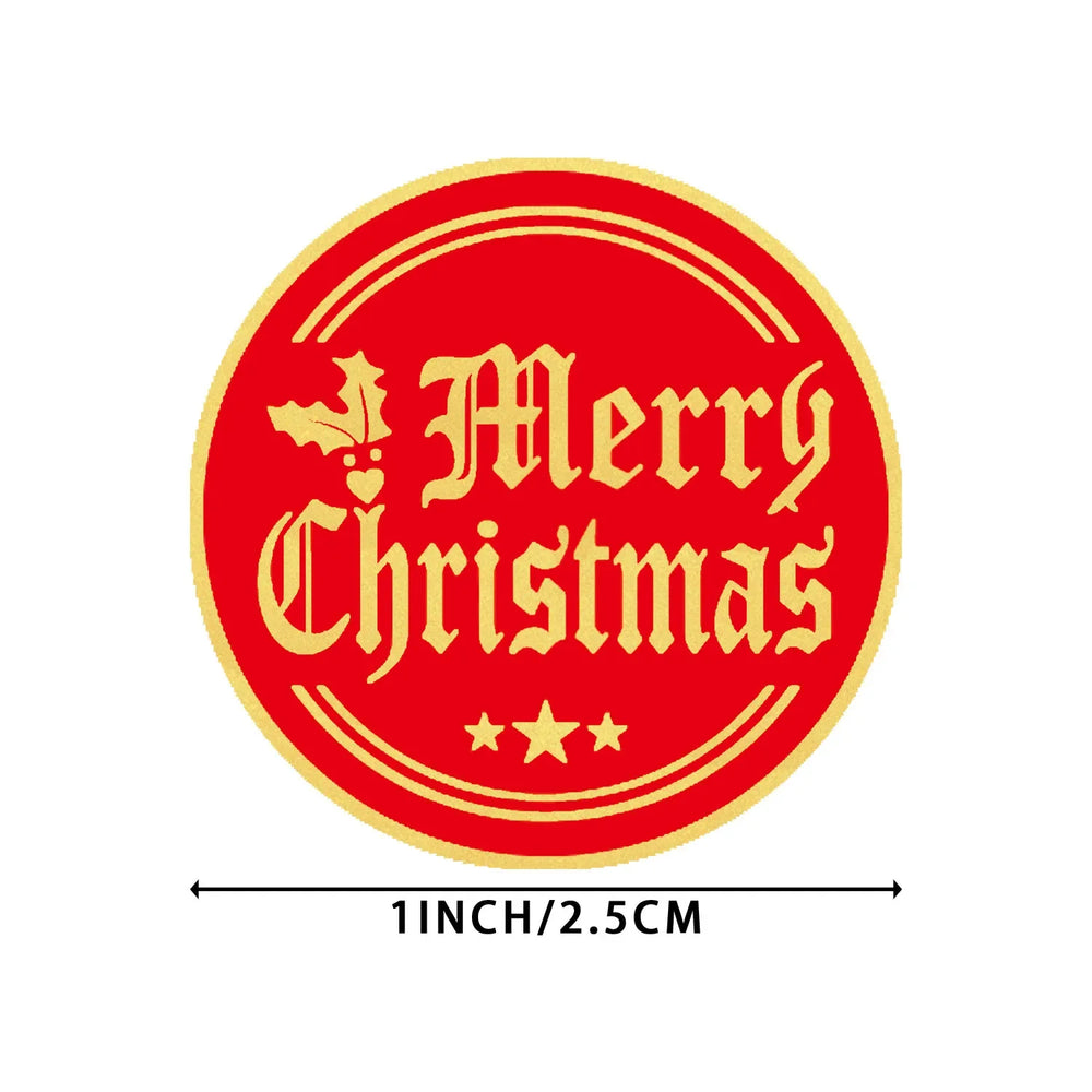 Rose Gold Merry Christmas Stickers Scrapbook 1inch 100-500pcs Sealing Label Stickers For Party DIY Packaging Stationery Stickers (ONLINE ORDER ONLY)