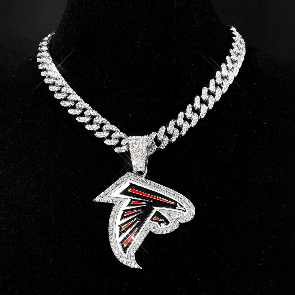 Sports Customized LOGO Pendant Necklace with Iced Out Cuban Chains for Football Fans Birthday Gifts (ONLINE ORDER ONLY)