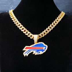 Sports Customized LOGO Pendant Necklace with Iced Out Cuban Chains for Football Fans Birthday Gifts (ONLINE ORDER ONLY)