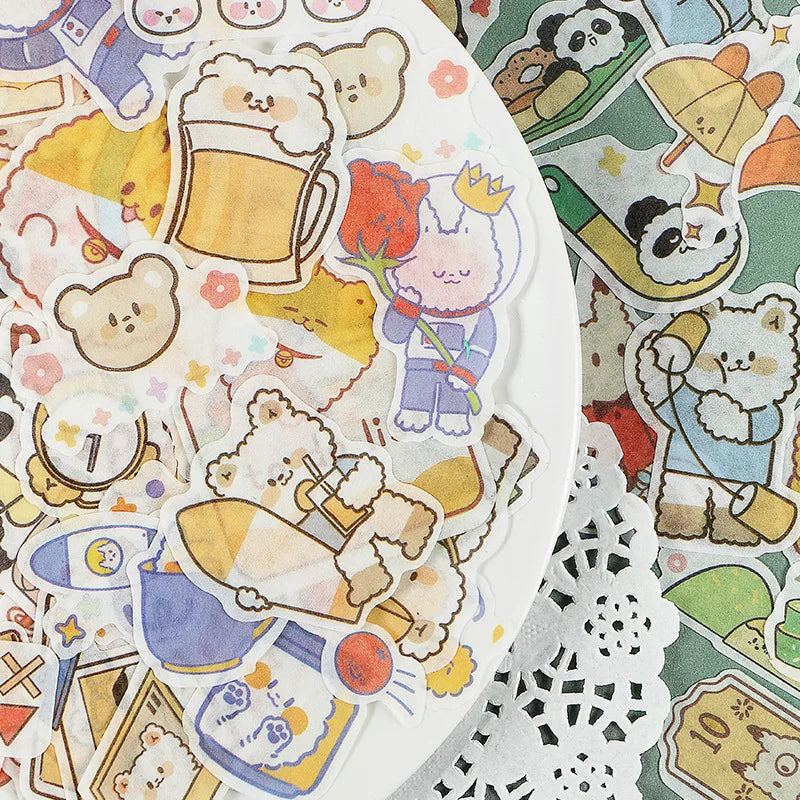 40Pcs/lot Kawaii Crimp Animal Series Decoration Sticker DIY Scrapbooking Label Diary Album Sticker Escolar Cute Stationery Gift (Online Order Only)