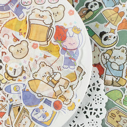 40Pcs/lot Kawaii Crimp Animal Series Decoration Sticker DIY Scrapbooking Label Diary Album Sticker Escolar Cute Stationery Gift (Online Order Only)