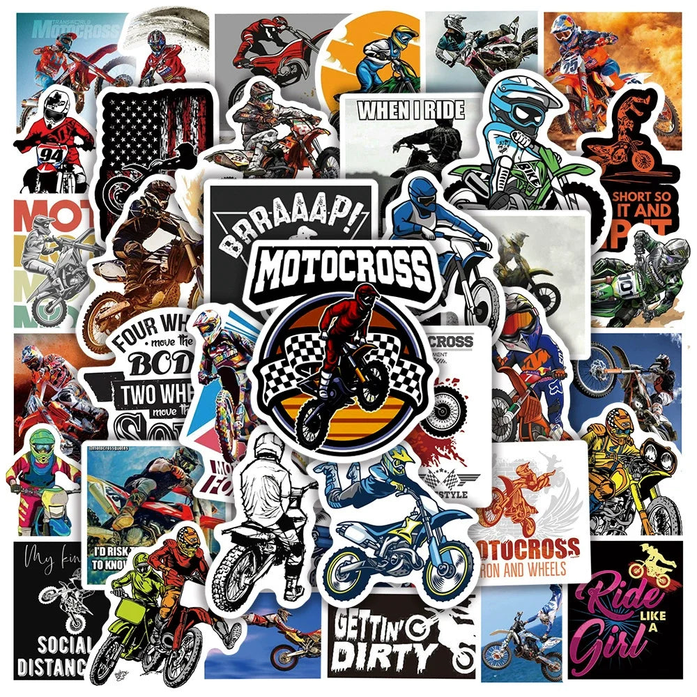 10/50PCS Outdoor Motorcycle Stickers for Mountain Motocross Riding Travel Luggage Car Skateboard Waterproof PVC Decal Sticker (Online Order Only)