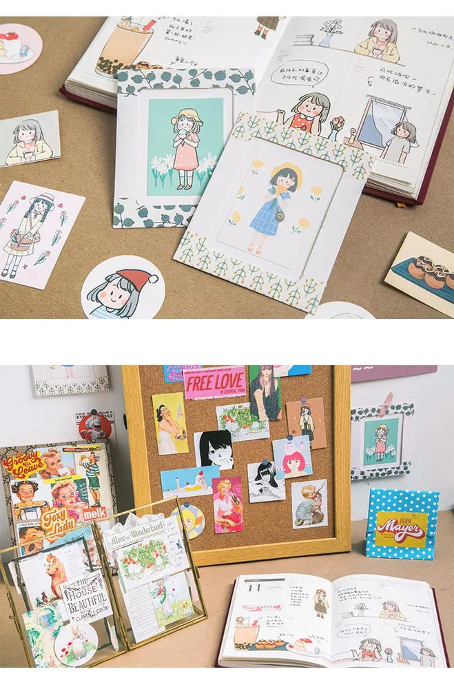 60Pcs/lot Retro Sweet Girl Stickers Scrapbooking Decorative Sticker DIY Diary Album Stick Label Kawaii Stationery (ONLINE ORDER ONLY)