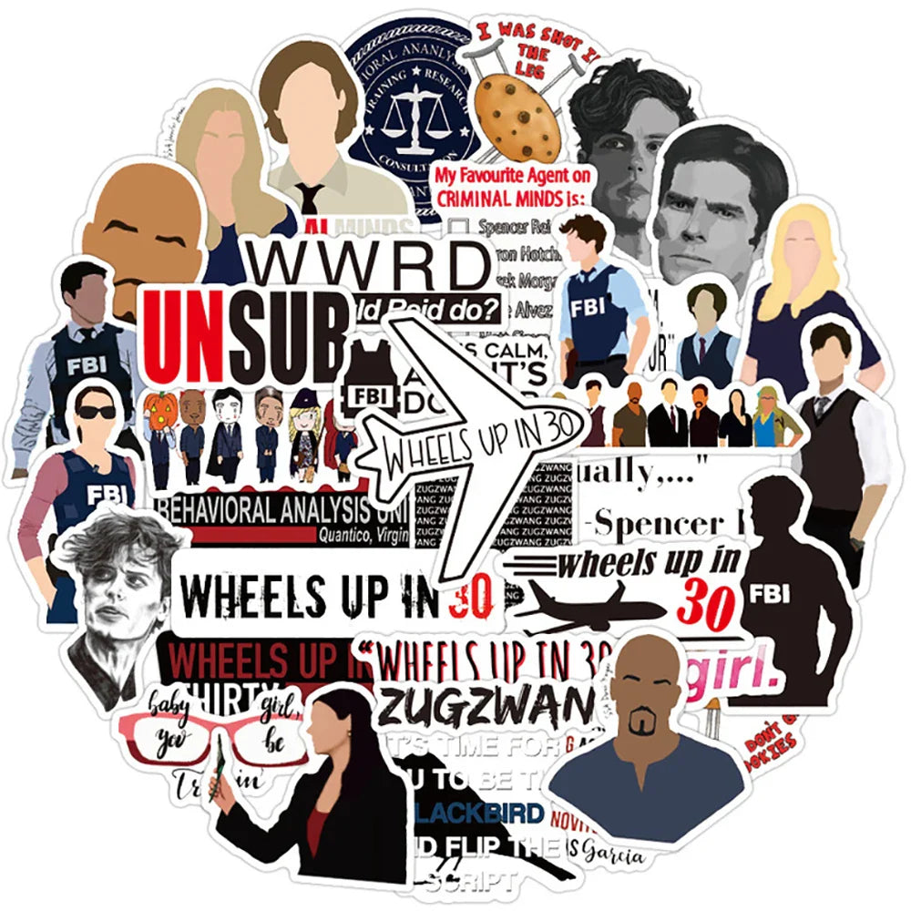 10/30/50PCS TV Show Criminal Minds Sticker Packs (ONLINE ORDER ONLY)